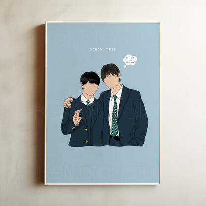 School Trip - BL Fanart Print | Watarai Hioki | Japanese bl merch