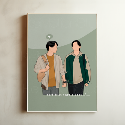 ThamePo: Heart that skips a beat - BL Fanart Print | WilliamEst x ThamePo | Thai bl merch